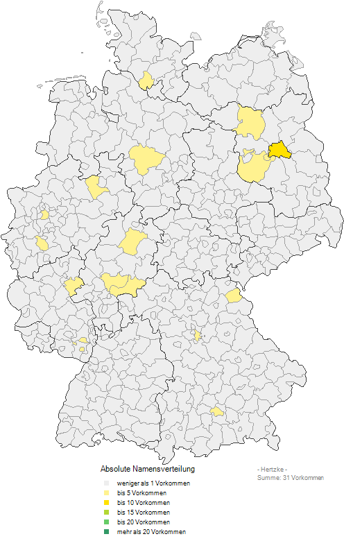 Distribution of the surname Hertzke in Germany