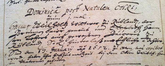 Old writing in a church book from Ottensoos
